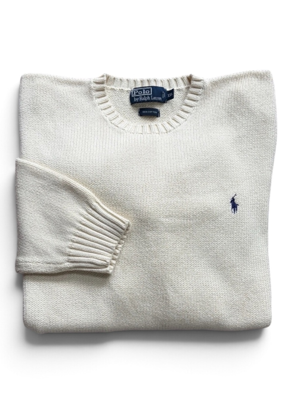VINTAGE POLO RALPH LAUREN CREWNECK SWEATER IVORY MENS XL